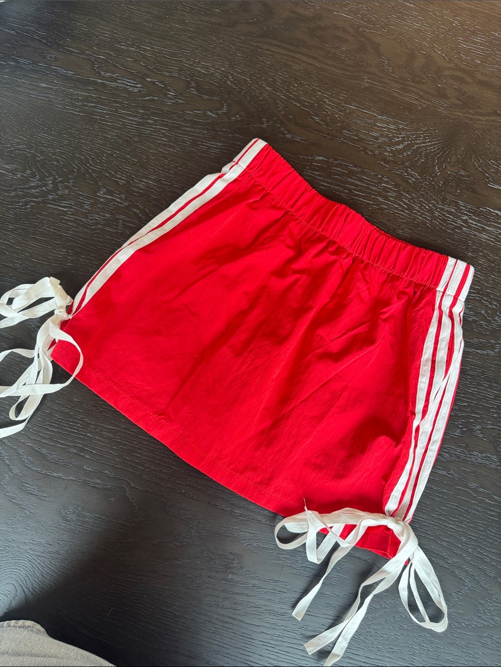 TCEC Red Athletic Tie-Trim Shorts with White Stripes